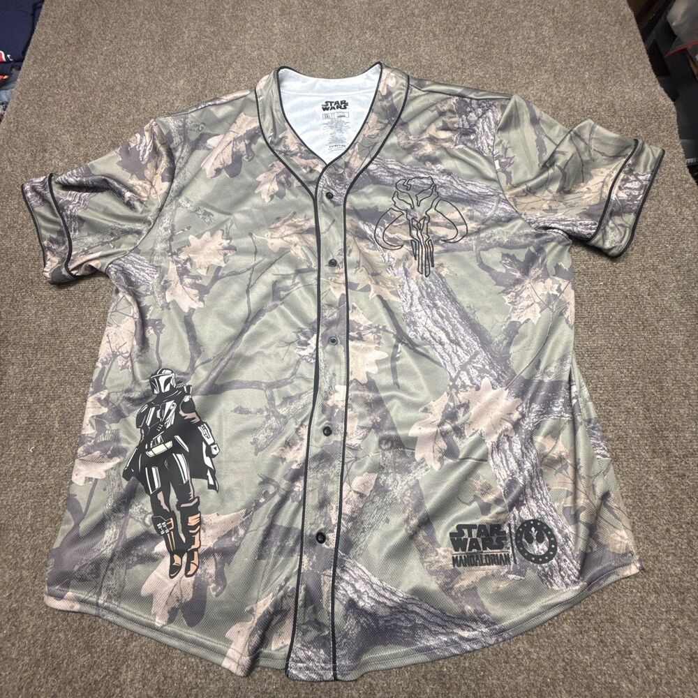 Star Wars The Mandalorian Baseball Jersey Adult Size 2XL Camo